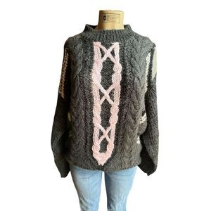 Street Scenes Women's Medium Cable-Knit Pullover Sweater Vintage 90s​​